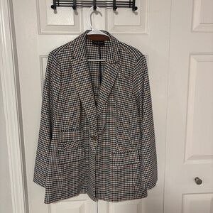 Lane Bryant Blue and Brown Houndstooth Blazer Size 16